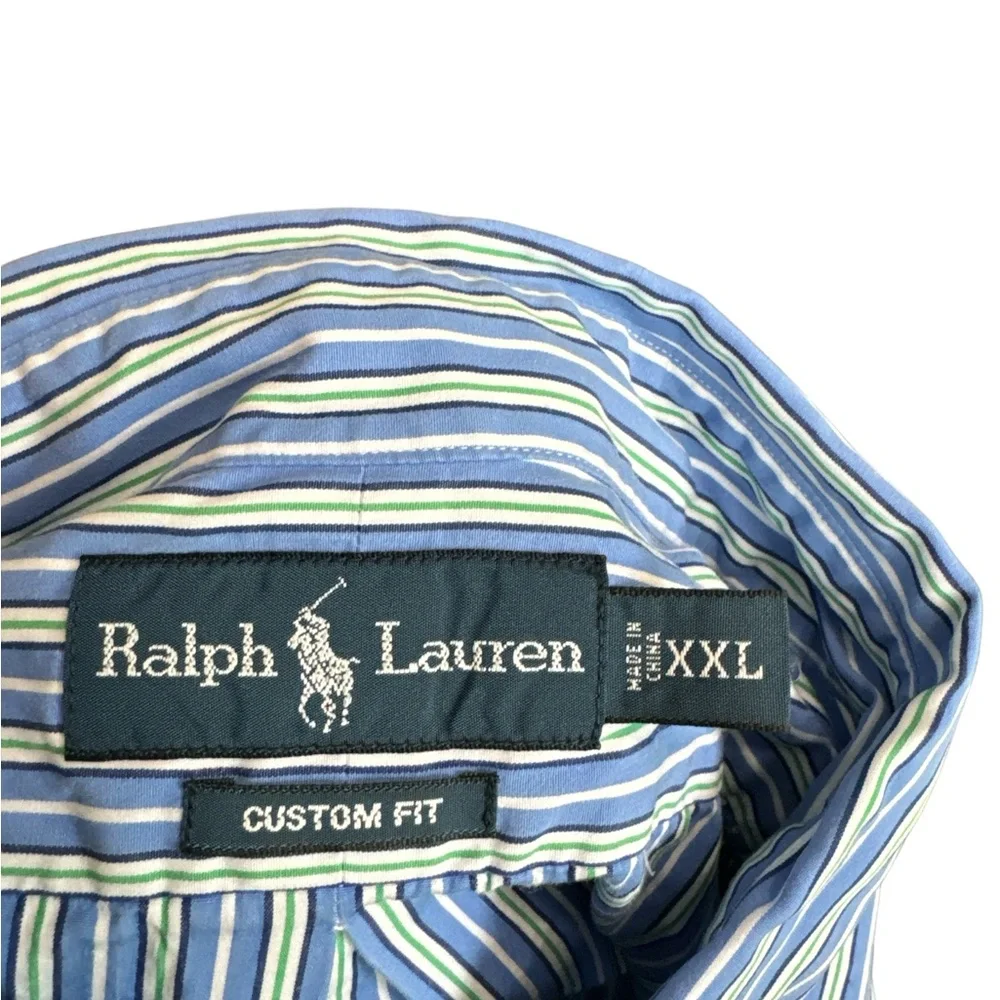 Polo Ralph Lauren Men’s Size XXL‎ Long Sleeve Button Up Shirt Blue/Green/White